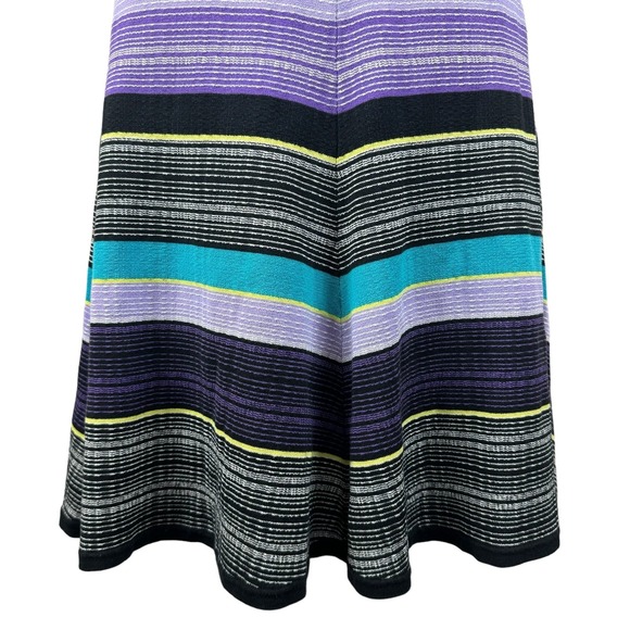 DVF Women's Carrigan Dress Large Purple Teal 3/4 Sleeve Silk Blend Striped Knit - Picture 7 of 16